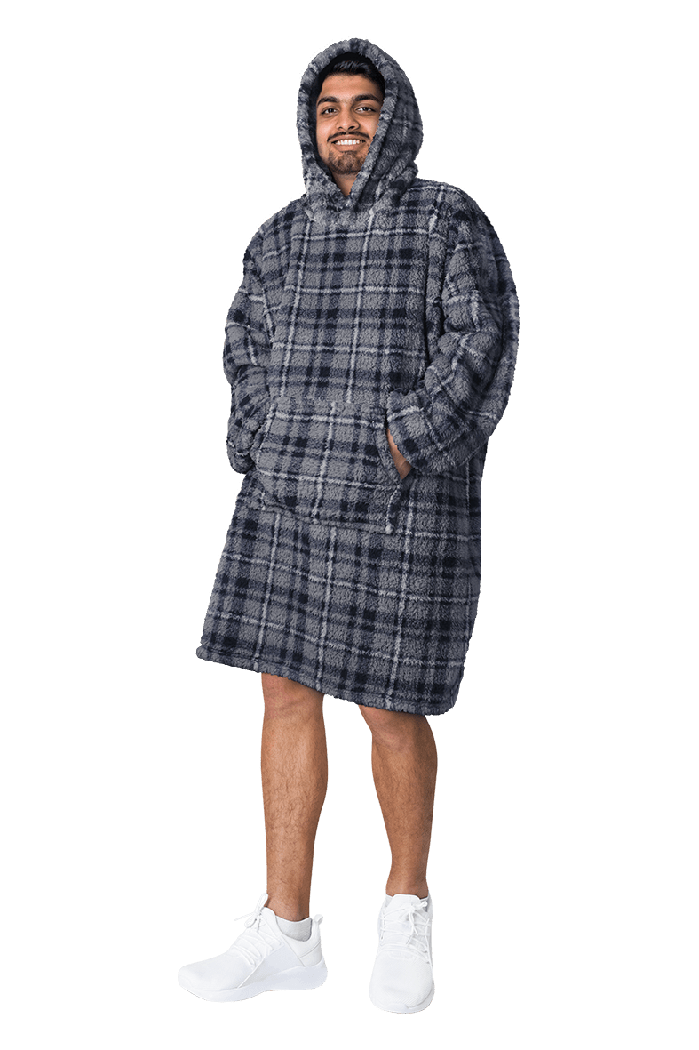 Men's Oversized Hooded Blanket Hoodie – Check Print | OLIVIA ROCCO