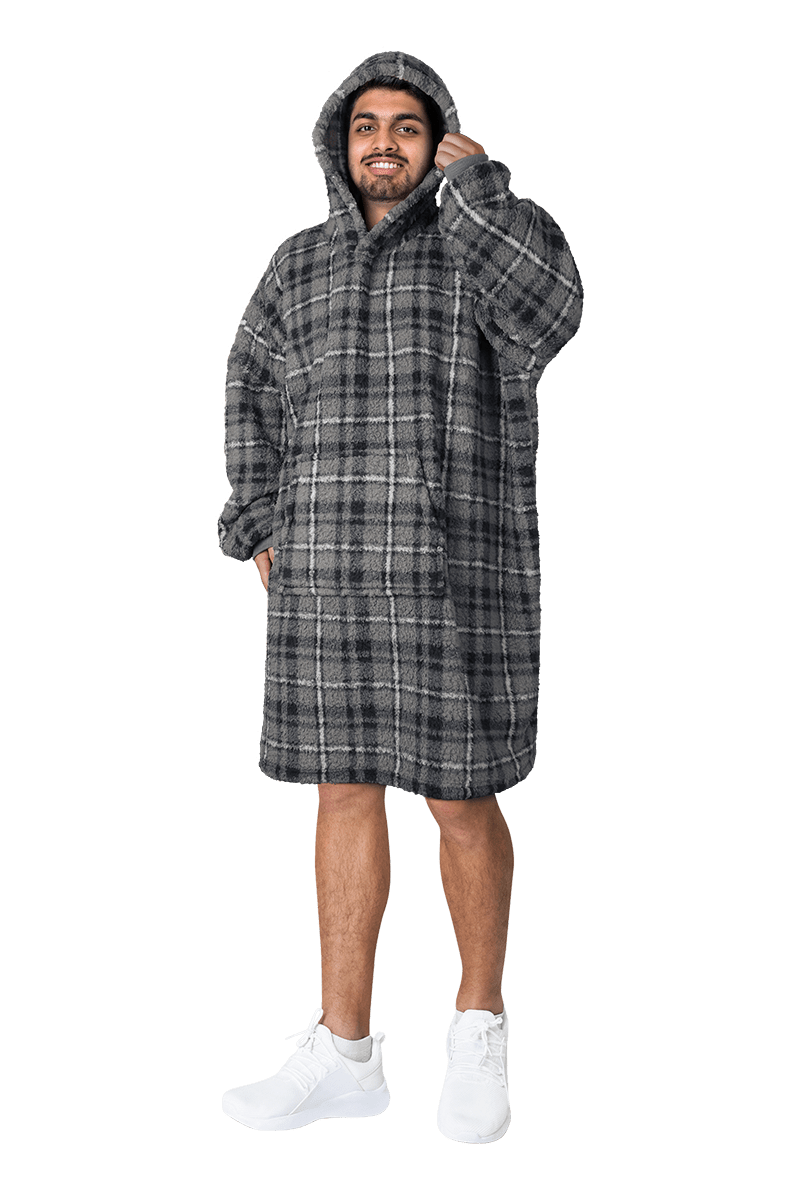 Men's Oversized Hooded Blanket Hoodie – Check Print | OLIVIA ROCCO