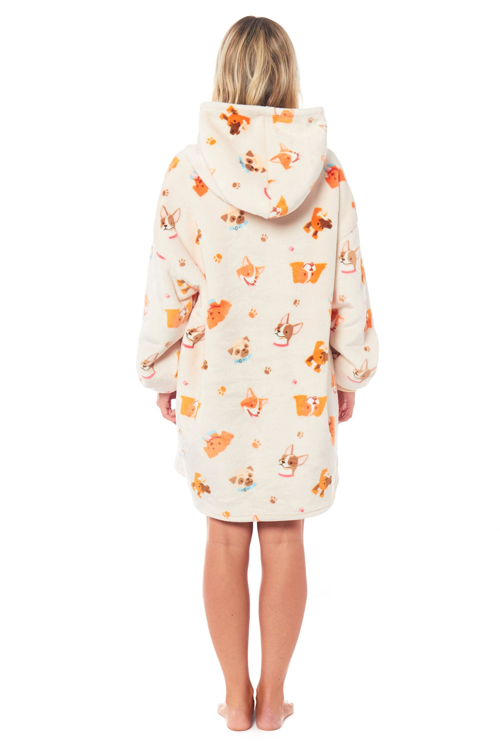 Women's Oversized Hooded Blanket Hoodie – Reversible Sherpa, Dogs Print | OLIVIA ROCCO