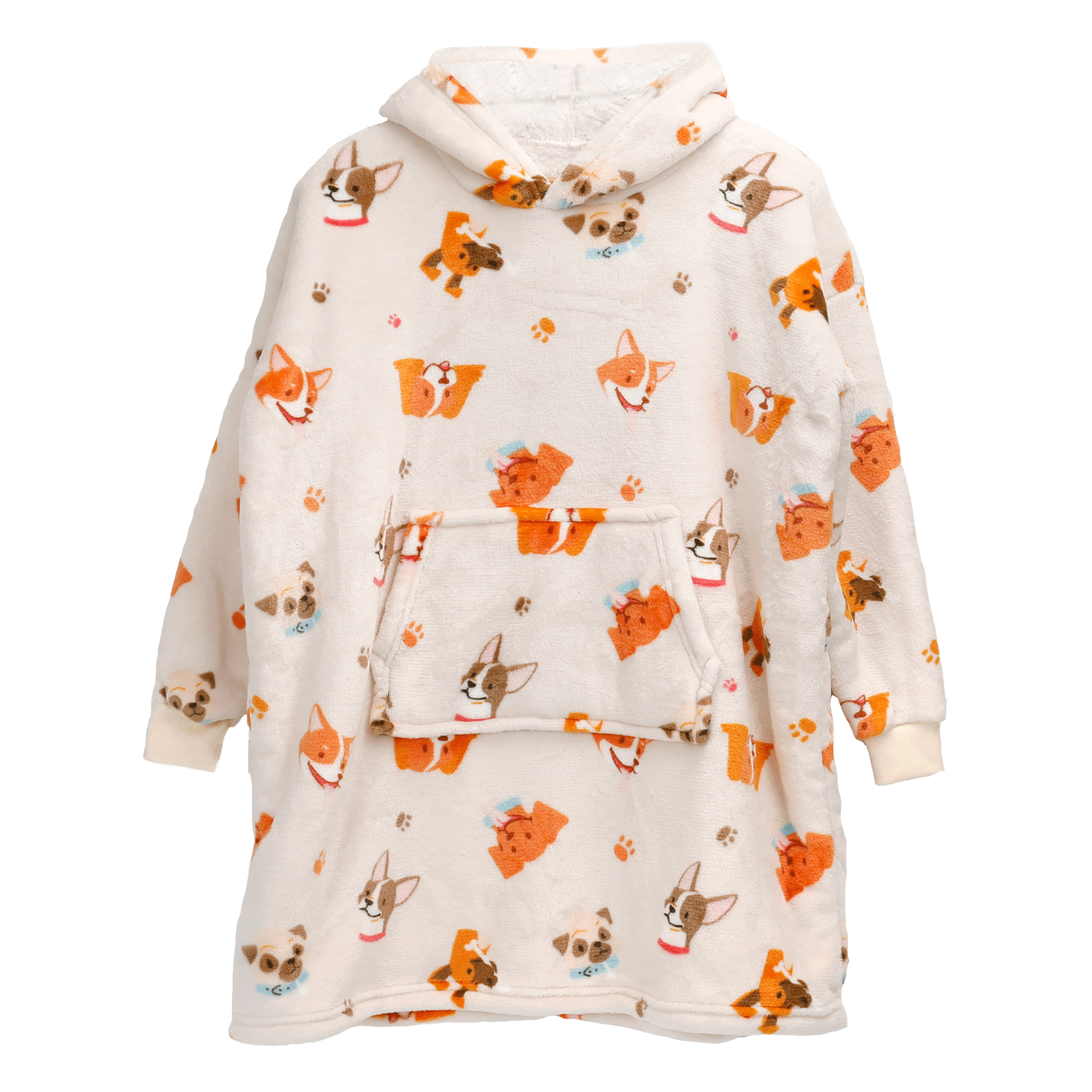 Kids' Oversized Hooded Blanket Hoodie – Dogs Print, Sherpa-Lined, Ages 8–15 | OLIVIA ROCCO