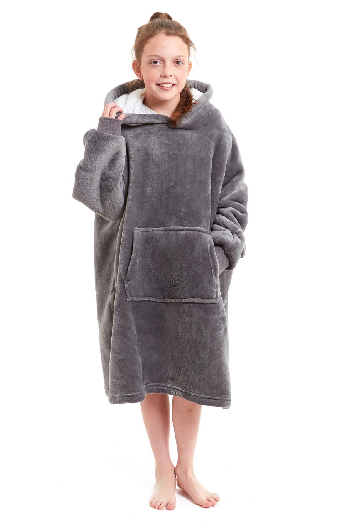 Kids' Oversized Hooded Blanket Hoodie – Sherpa-Lined, Ages 8–15 | OLIVIA ROCCO