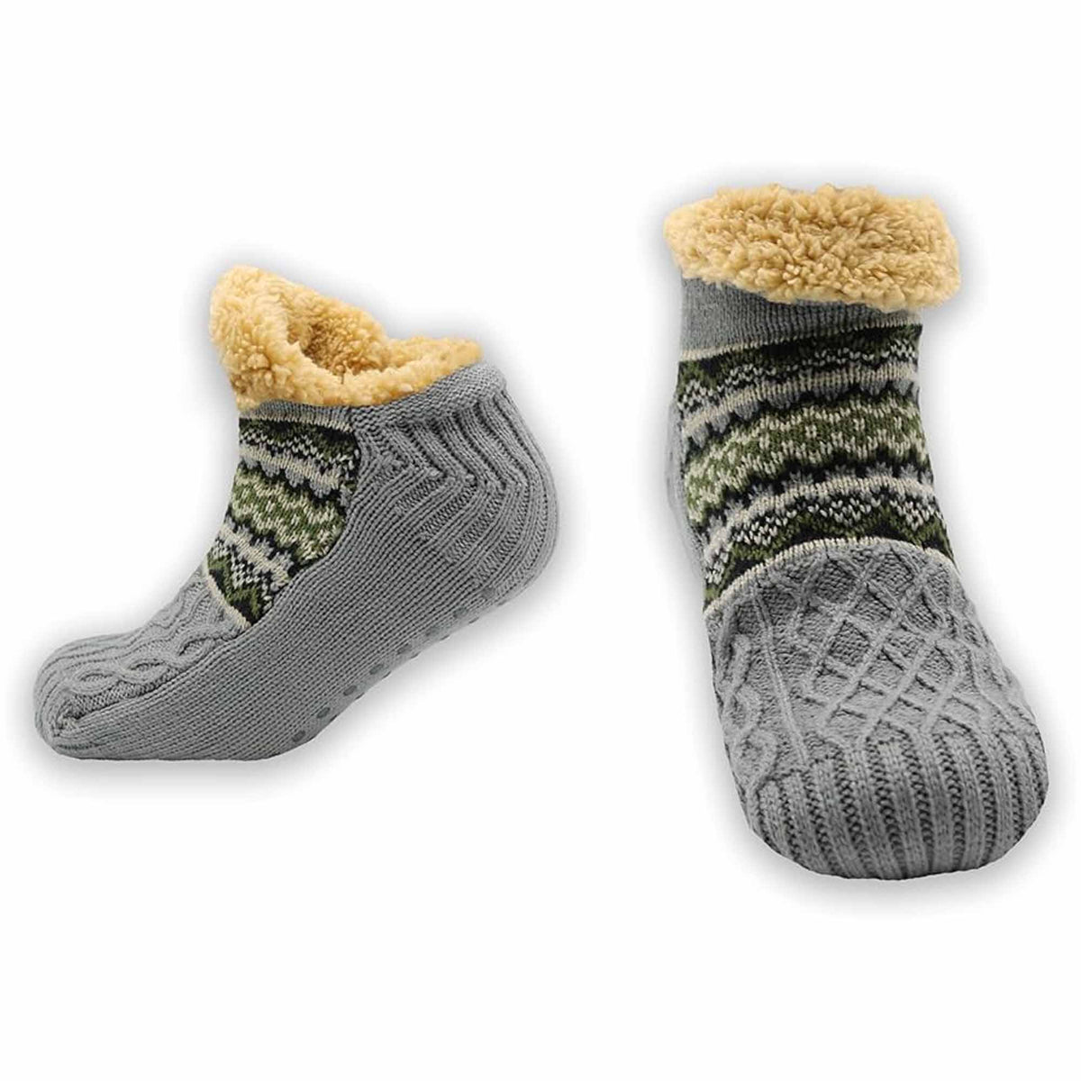 Sherpa-Lined Slipper Socks – Nordic Fair Isle, Non-Slip | Sock Stack