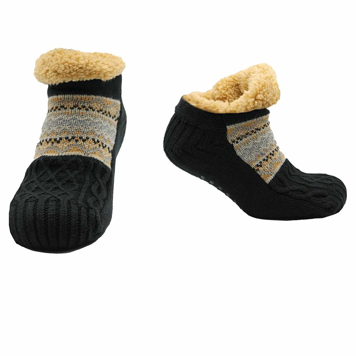 Sherpa-Lined Slipper Socks – Nordic Fair Isle, Non-Slip | Sock Stack