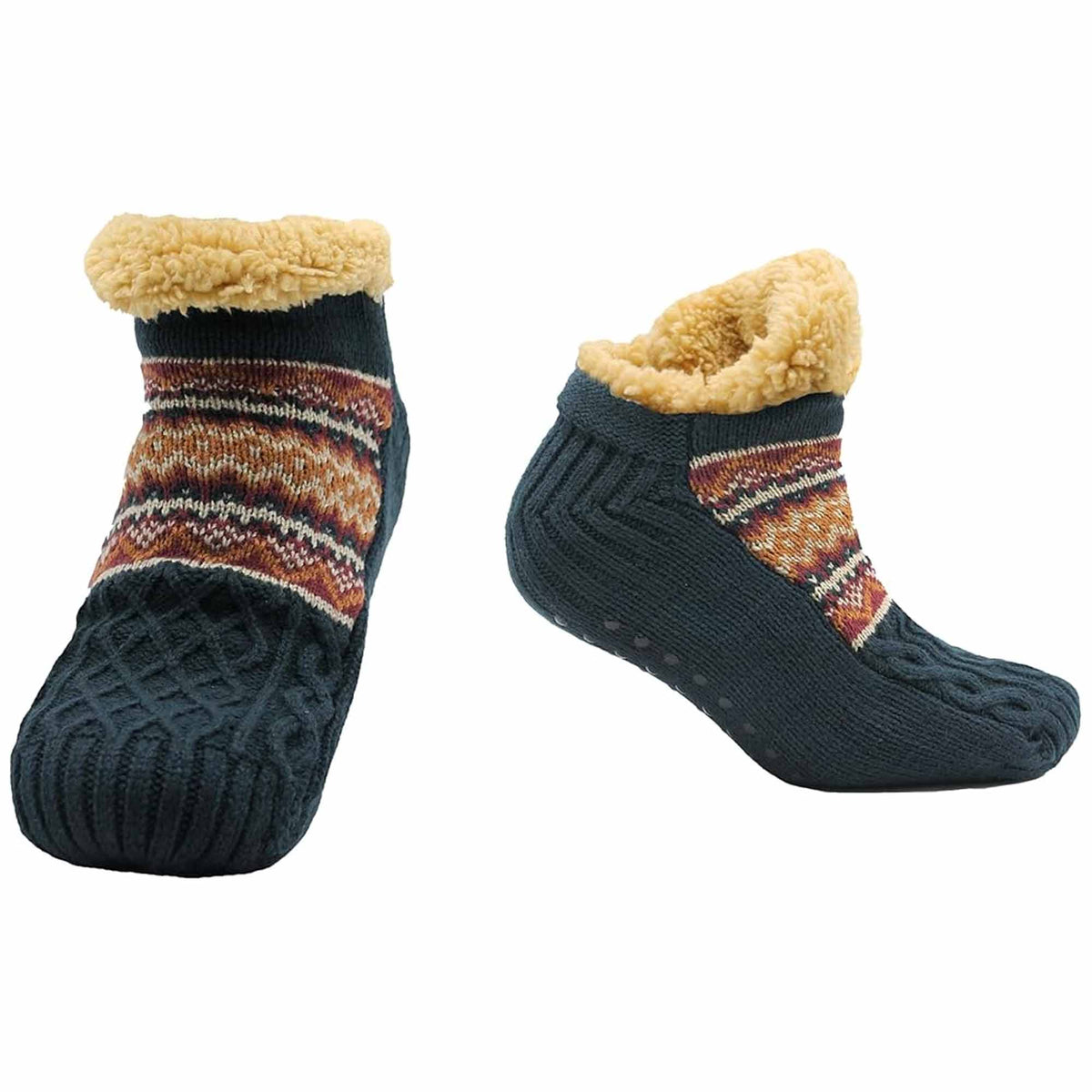 Sherpa-Lined Slipper Socks – Nordic Fair Isle, Non-Slip | Sock Stack