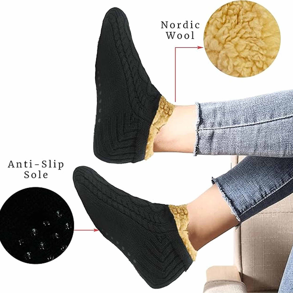 Sherpa-Lined Slipper Socks – Nordic Fair Isle, Non-Slip | Sock Stack