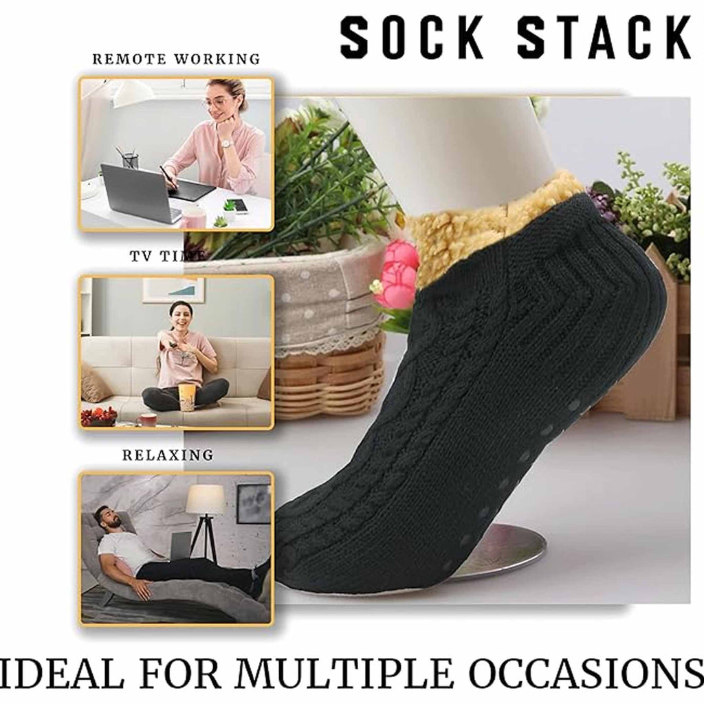 Sherpa-Lined Slipper Socks – Nordic Fair Isle, Non-Slip | Sock Stack
