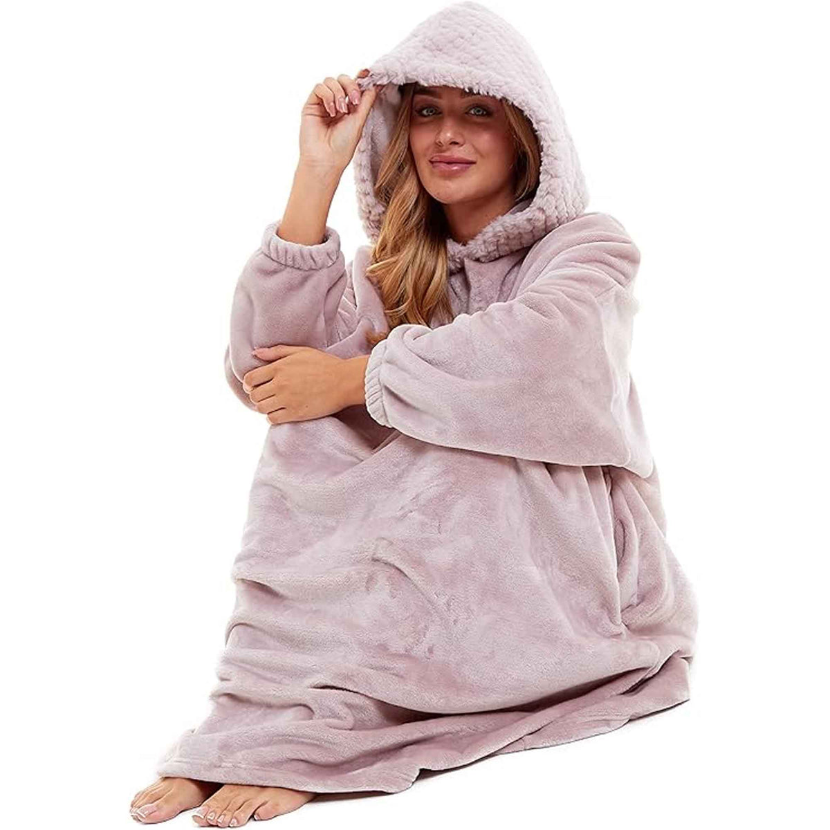 Women's Plush Hooded Poncho Blanket – Fur-Trim Hood | Daisy Dreamer