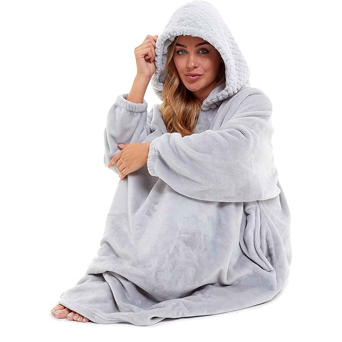 Women's Plush Hooded Poncho Blanket – Fur-Trim Hood | Daisy Dreamer
