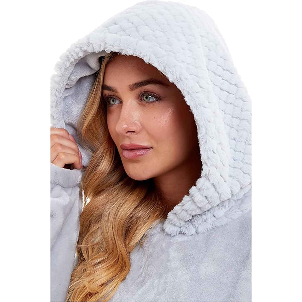 Women's Plush Hooded Poncho Blanket – Fur-Trim Hood | Daisy Dreamer