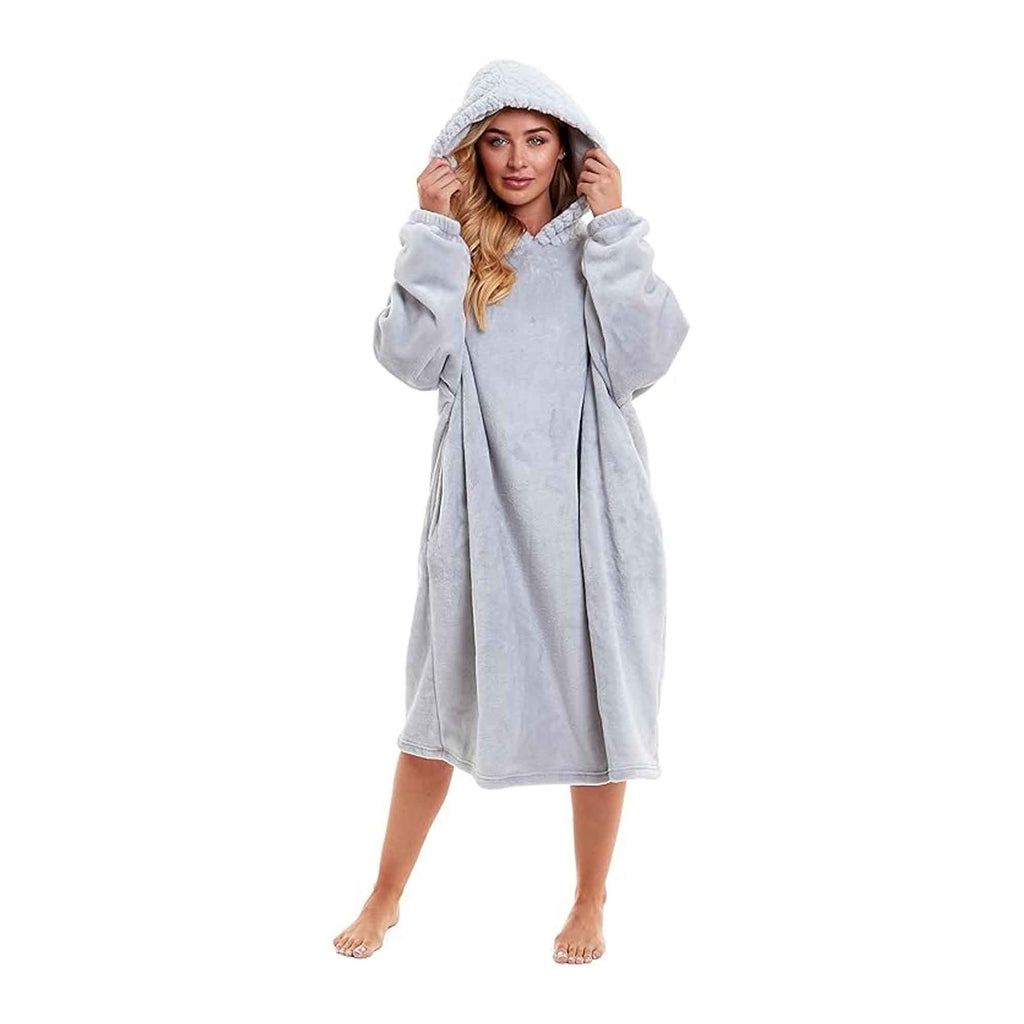 Women's Plush Hooded Poncho Blanket – Fur-Trim Hood | Daisy Dreamer