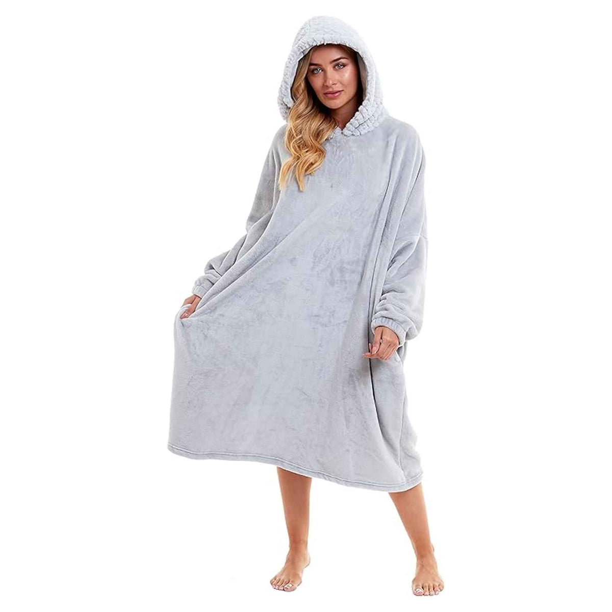 Women's Plush Hooded Poncho Blanket – Fur-Trim Hood | Daisy Dreamer