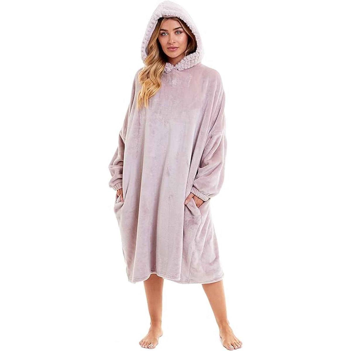Women's Plush Hooded Poncho Blanket – Fur-Trim Hood | Daisy Dreamer